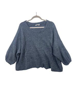 ✨3/$30 7 For All Mankind M Blue Ribbed Wool Blend Oversized Dolman Sweater